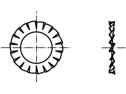 DIN 6798A podložka vějířová s vnějším ozubením nerez A4