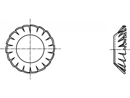 DIN 6798V Podložka vějířová, forma V - s vnějším ozubením, pro šroub se zápustnou hlavou pozink