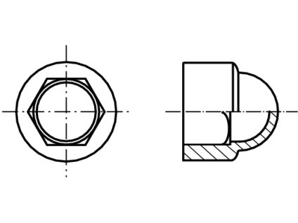 Krytka na šestihranný šroub/šestihrannou matici, klobouková černá
