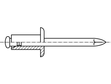 DIN 7337 trhací nýt plochá hlava A2/A2 nerez -nerez
