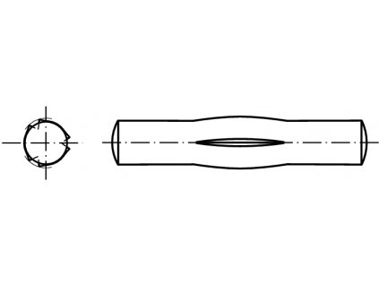 DIN 1475 Kolík válcový s rýhováním ve střední třetině délky černý
