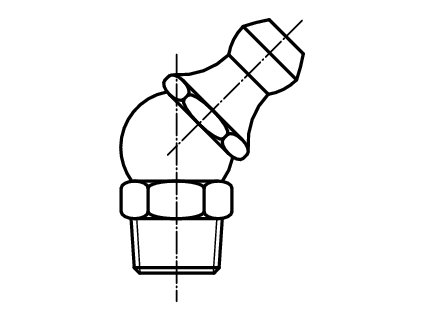DIN 71412B Maznice kulová šikmá (45°) s metrickým závitem pozink