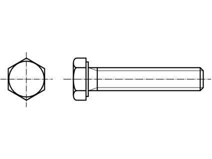 DIN 961 šroub šestihranná hlava M20 stoupání 1,5 , 8.8 černý celý závit