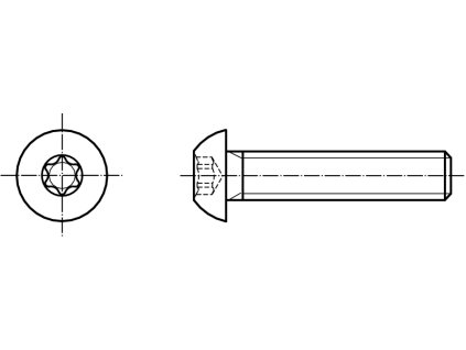 ISO 7380 INBUS (IMBUS) šroub půlkulatá hlava TORX BUTTON 10.9 pozink