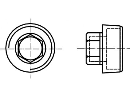 DIN 909 zátka s vnějším šestihranem a kuželovým závitem černá
