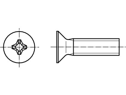 DIN 965 šroub zápustná hlava, křížová drážka POZIDRIVE nerez A2