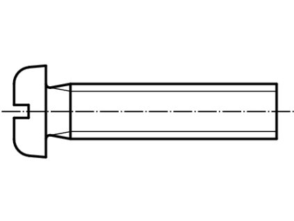 DIN 85 šroub s válcovou zaoblenou hlavou a průběžnou drážkou mosaz MS