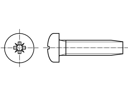 DIN 7500C šroub závitotvorný s půlkulatou hlavou a křížovou drážkou POZIDRIVE pozink