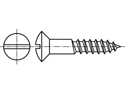 DIN 95 vrut do dřeva s čočkovou hlavou a průběžnou drážkou mosaz MS
