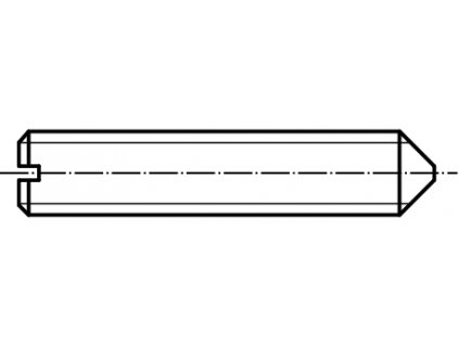 DIN 553 šroub stavěcí s průběžnou drážkou a hrotem mosaz MS