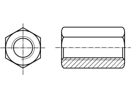 DIN 6334 matice šestihranná prodlužovací, vysoká 3d (spojovací) 10.9 černá