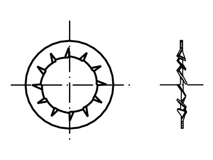 DIN 6798I podložka vějířová vnitřní ozubení tvar I černá