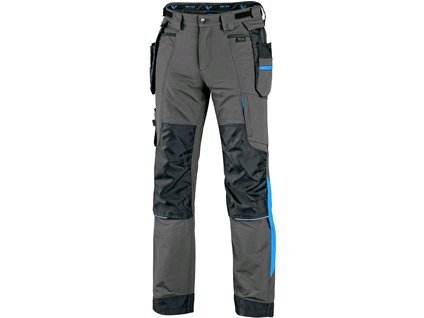 Kalhoty CXS NAOS pánské, šedo-černé, HV modré doplňky