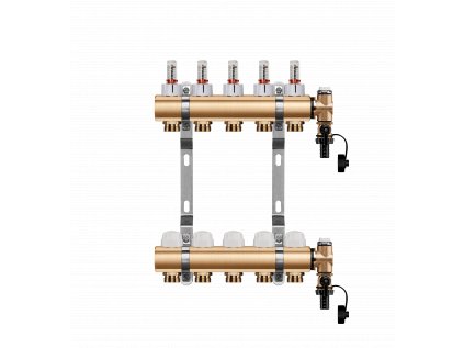 Rozdeľovač mosadzný pre podlahové vykurovanie 6 okruhový