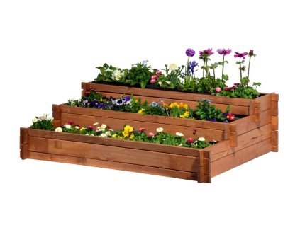 3-stöckiges Blumenbeet aus Holz 110 x 88 x 36 cm