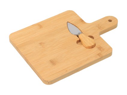 Bambus-Schneidebrett mit Griff und Messer