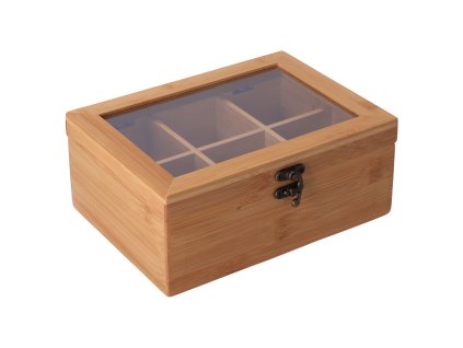 Teekasten aus Bambus mit Deckel (6 Fächer)