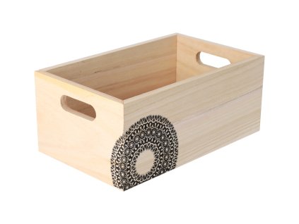 Holzkiste mit Mandala 26 x 16 x 11 cm