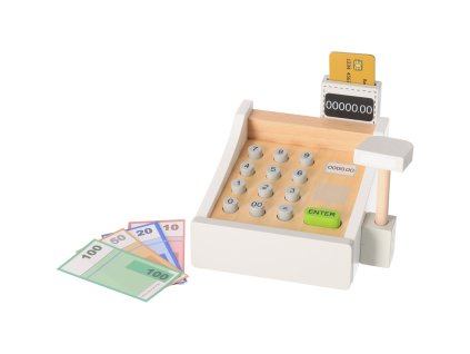 Registrierkasse aus Holz – weiß