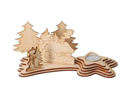 Hölzerner Komet mit Kerze