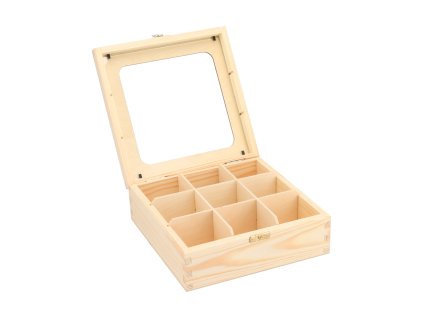 Holzbox mit Glas – 9 Fächer