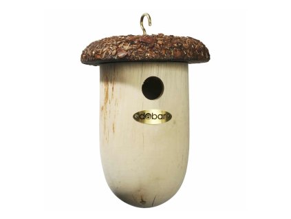 Vogelhaus aus Holz in Eichelform