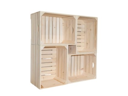 Bücherregal aus kleinen Holzkisten 100 x 100 x 24 cm