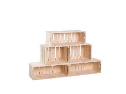 Bücherregal aus kleinen Holzkisten 74 x 120 x 30 cm