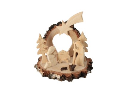 Krippe aus Holz mit Rinde XXV