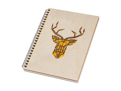 Notizbuch aus Holz A5 – Hirsch
