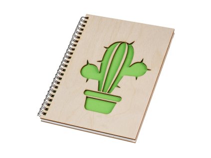 Notizbuch aus Holz A5 – Kaktus I