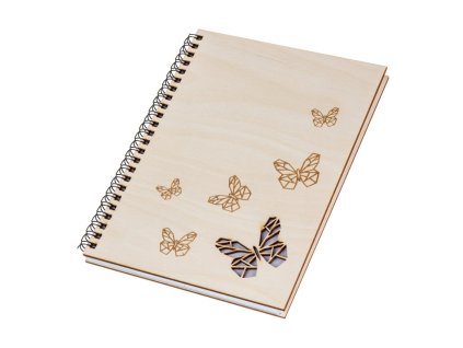 Notizbuch aus Holz A5 – Schmetterlinge