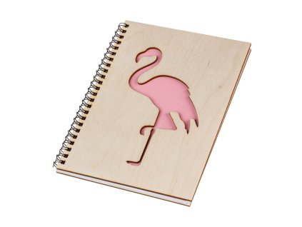 Notizbuch aus Holz A5 – Flamingo
