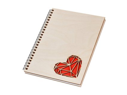 Notizbuch aus Holz A5 – Herz II