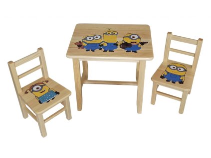 Kindertisch aus Holz mit Stühlen – Die Minions