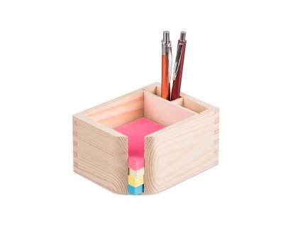Holzständer für Notizblock und Stifte