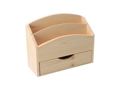 Holzständer für Briefe mit Schublade
