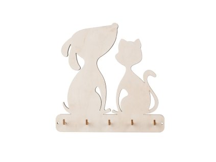 Schlüsselbrett aus Holz – Hund und Katze