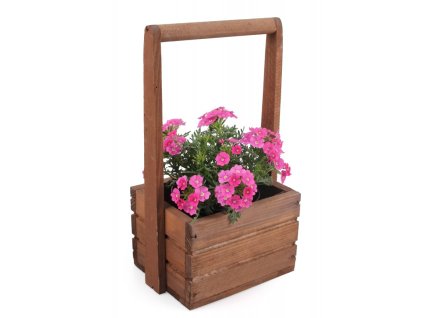 Kleiner Holzblumentopf mit Griff – braun