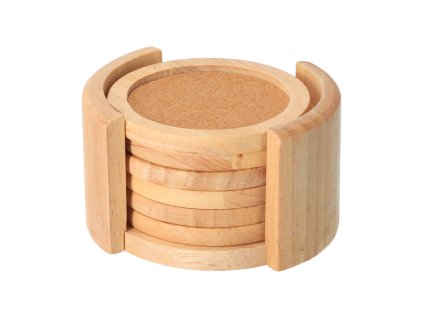 Untersetzer Holz/Kork 6 Stück im Ständer