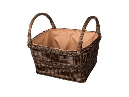 Weidenkorb für Holz quadratisch – dunkel lackiert