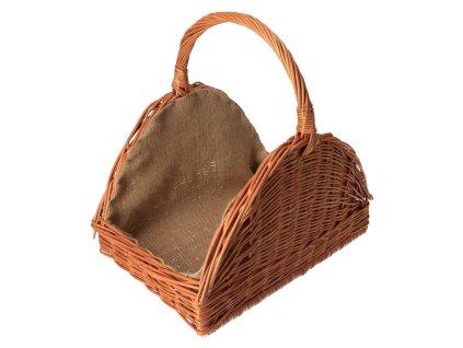 Weidenkorb für Holz abgerundet hell mit Jute