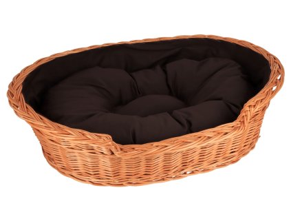 Hundebett aus Weide mit Kissen – groß