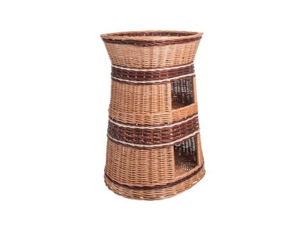 Tierbett aus Weide mit Hütte zweistöckig