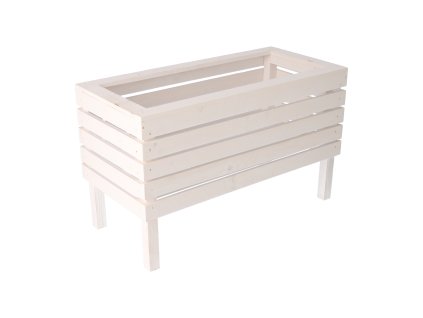 Große Holztruhe auf Beinen – weiß