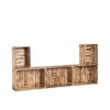 Wohnwand aus geflammten Holzkisten 79 x 180 x 24 cm