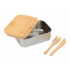 Edelstahlbox mit Bambusdeckel und Besteck