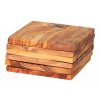 Set mit 6 quadratischen Untersetzern aus Olivenholz