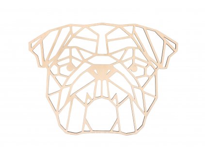 Dřevěný geometrický obraz - Anglický buldok 30 cm (Szín Természetes)