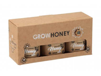 3 db-os mézkészlet fa mézes kanállal